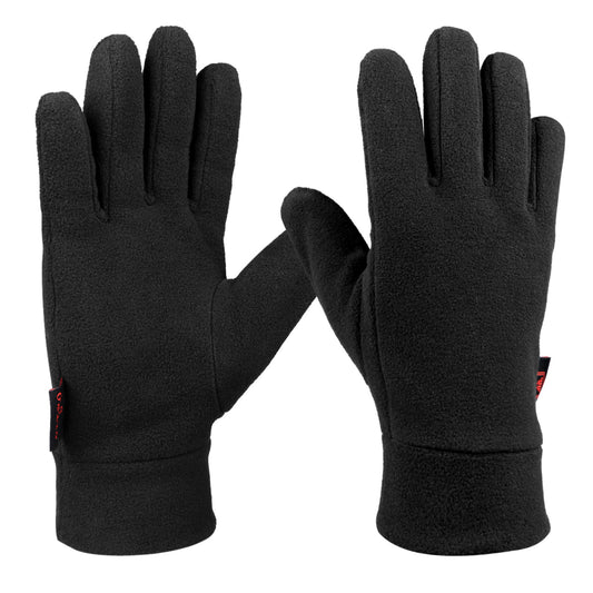 Winter fleece gloves with elasticated cuff, colour: black