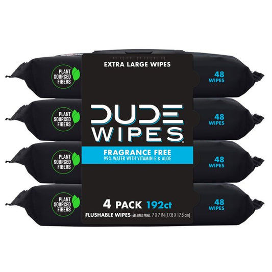 Disposable Wet Wipes, Unscented, 4 Packs of 48 Wipes