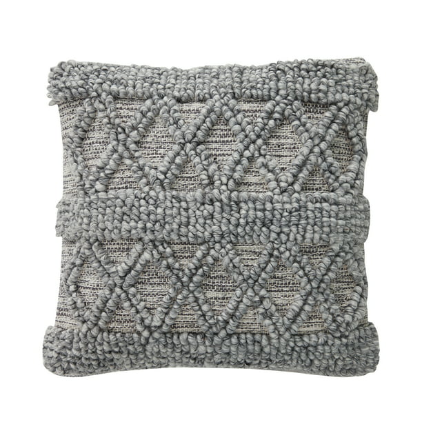 Square Woven Decorative Pillowcase, 20" x 20", Color: Gray