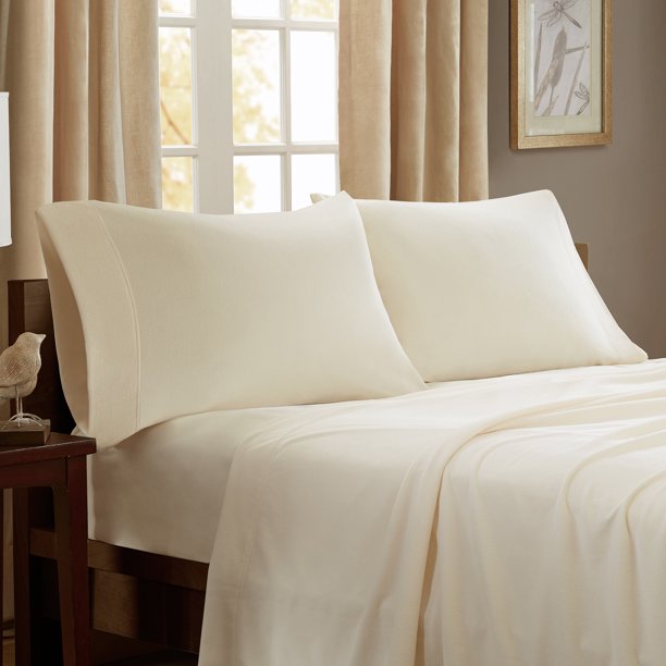 Off White 3 Piece Fleece Sheet Set