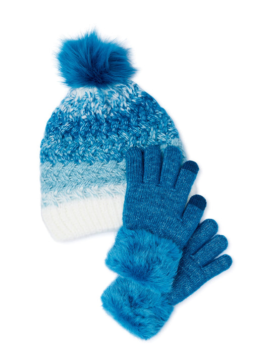 Hat and gloves set, color: Blue