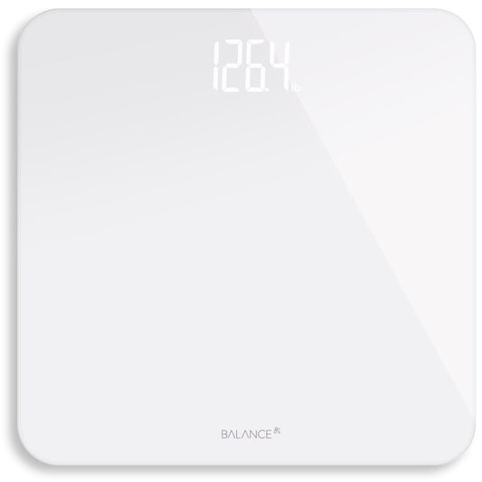 White Designer Bathroom Scale, Glossy Clear Display