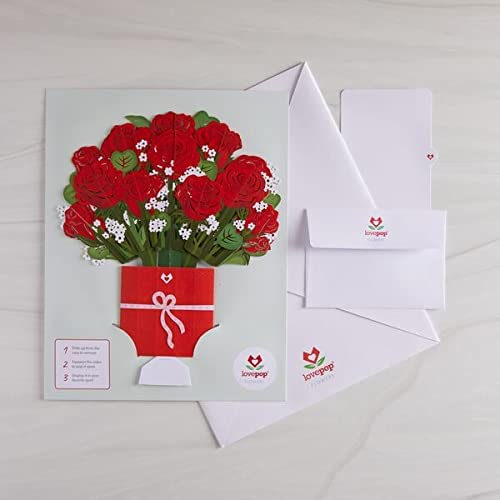 3D Anniversary Card,Red Rose Bouquet style,13.7x10.7x 0.1 inches