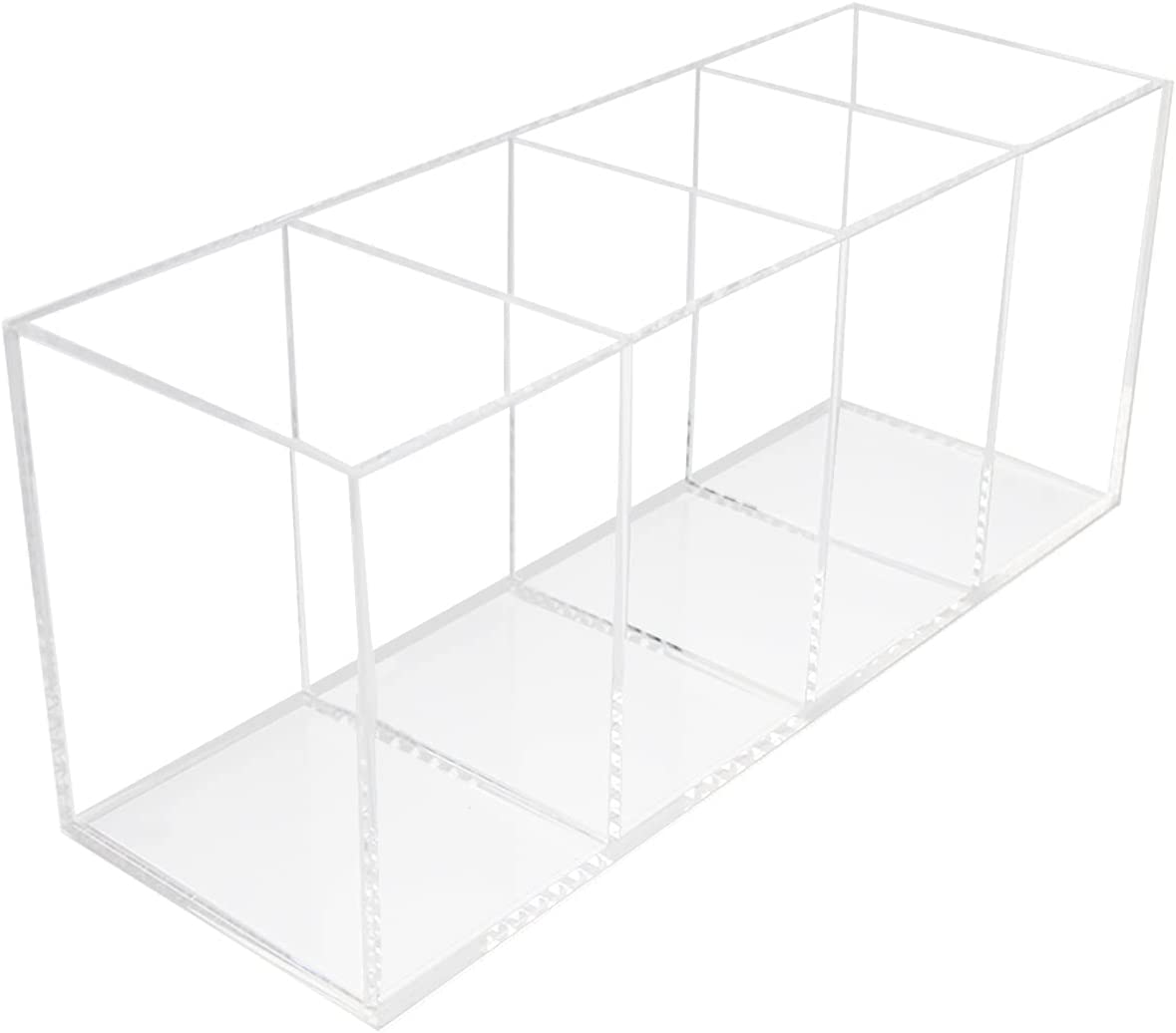 Acrylic pencil holder with 4 compartments (transparent)