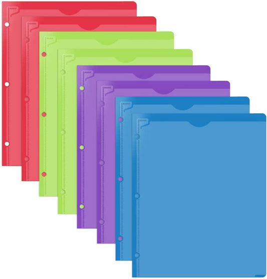 4 plastic folders of assorted colors letter size paper