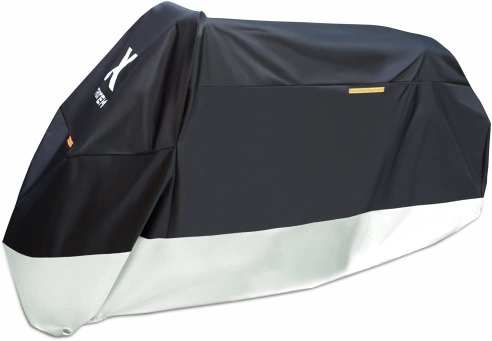 Waterproof motorcycle cover, outdoor protection, black, 108"