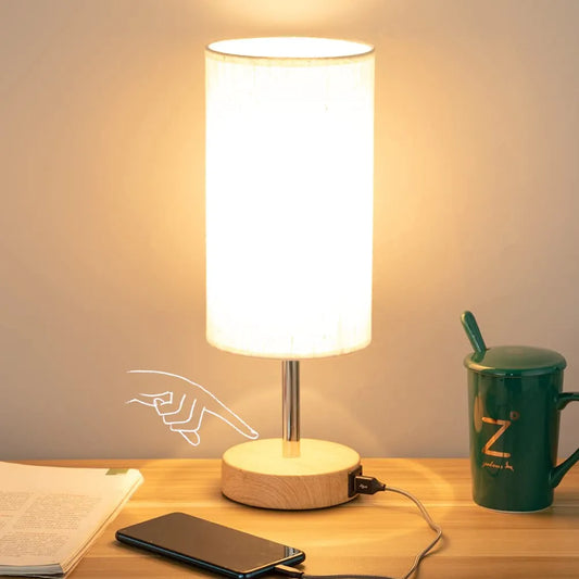 Bedside Lamp with USB Port, LED Bulb Included