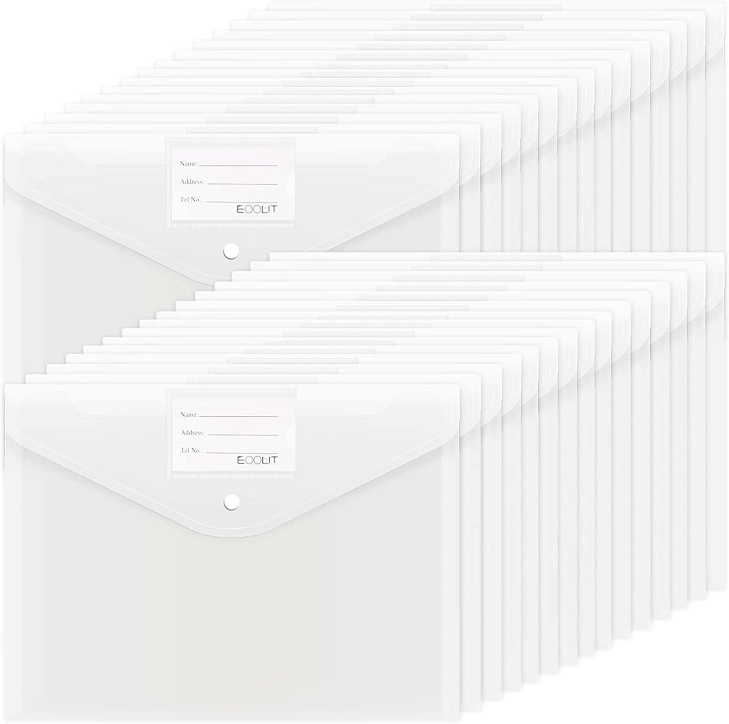 Pack of 30 clear plastic envelopes