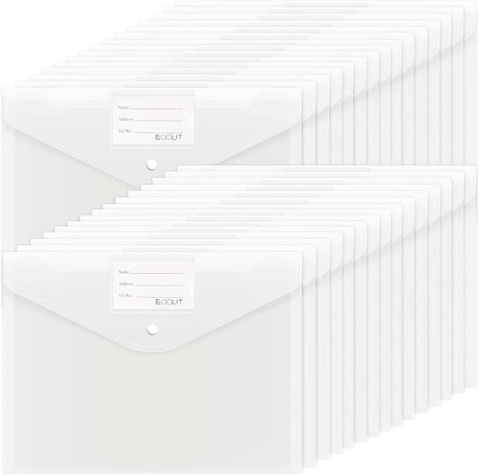 Pack of 30 clear plastic envelopes