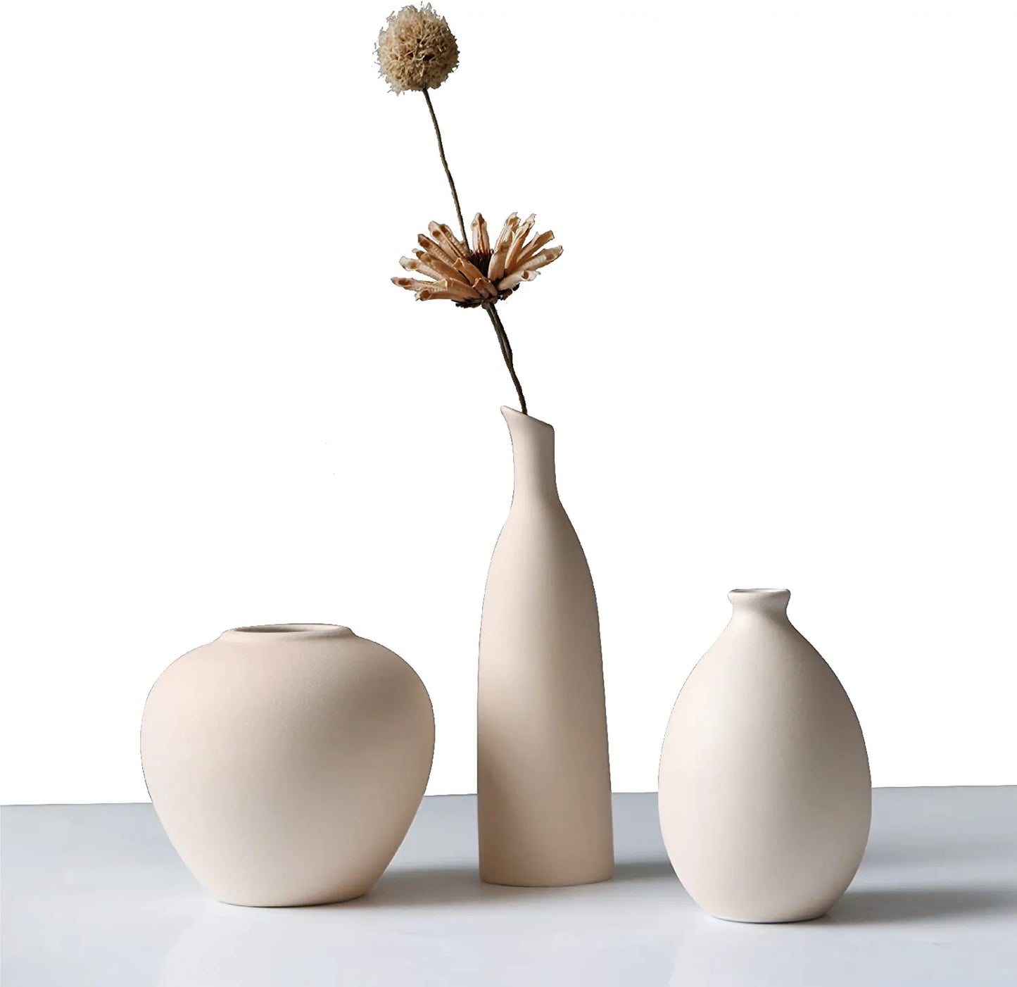 Ceramic Vase Set of 3, beige