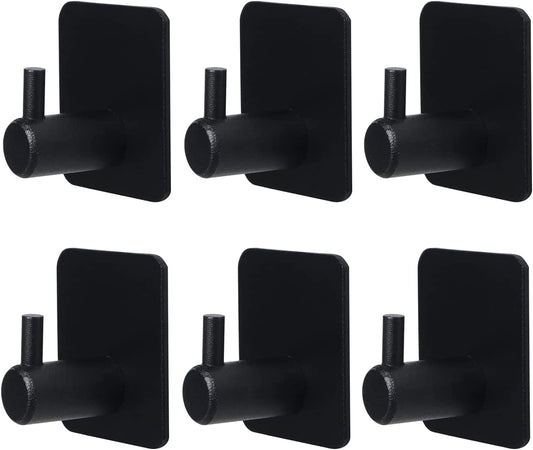 7 Pack Black Aluminum Adhesive Hooks