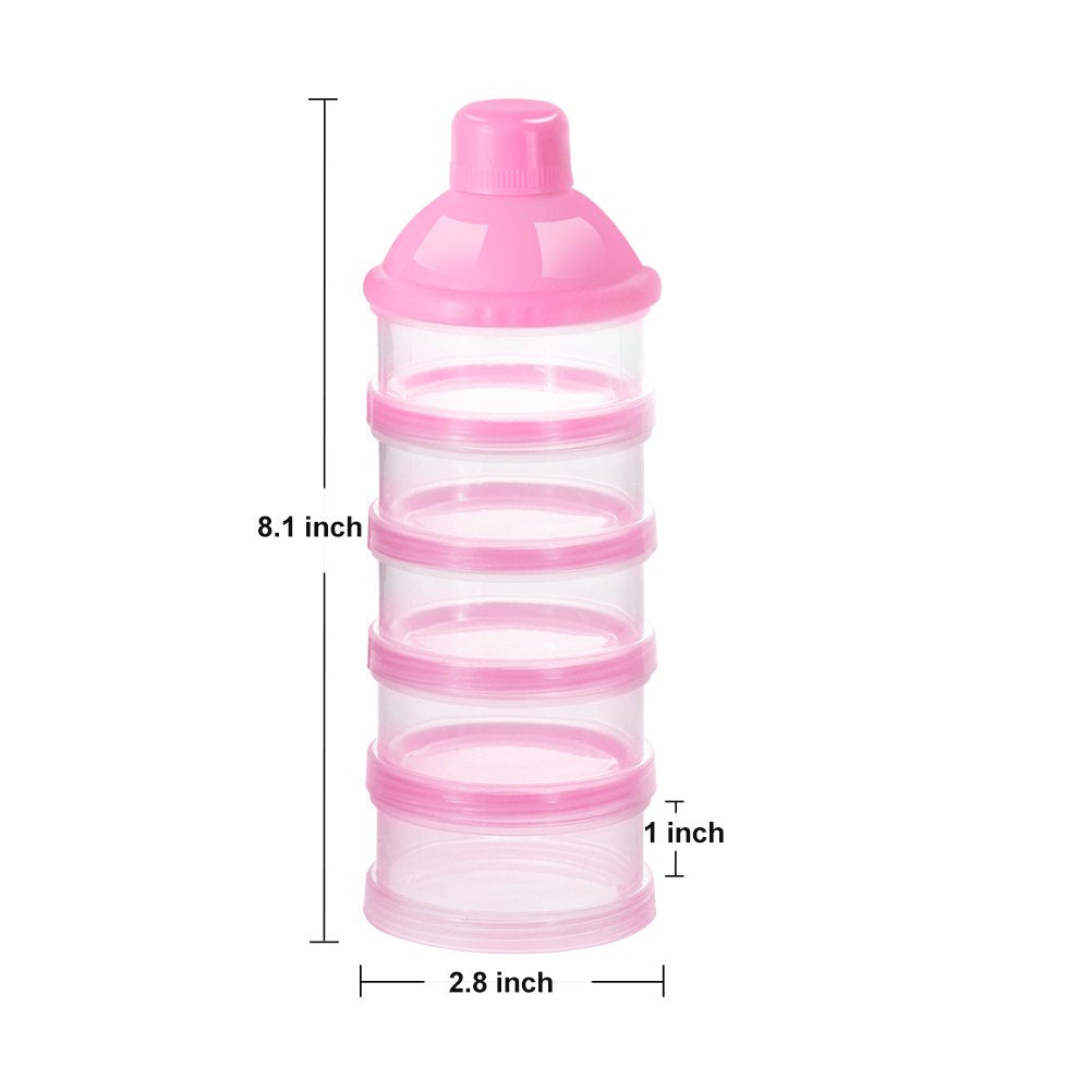 Baby Milk Powder Dispenser 5 Layers Pack of 2 (Pink)