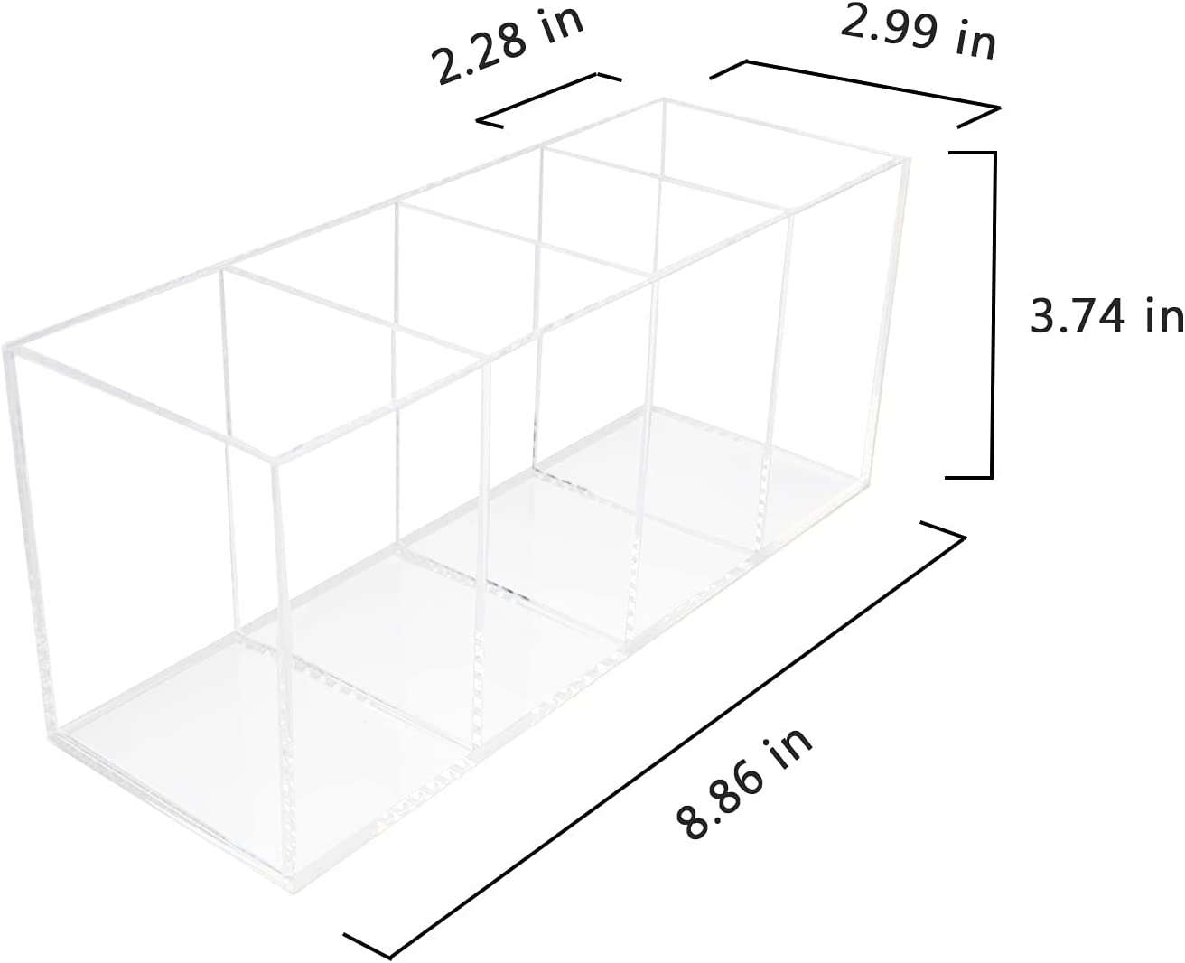 Acrylic pencil holder with 4 compartments (transparent)