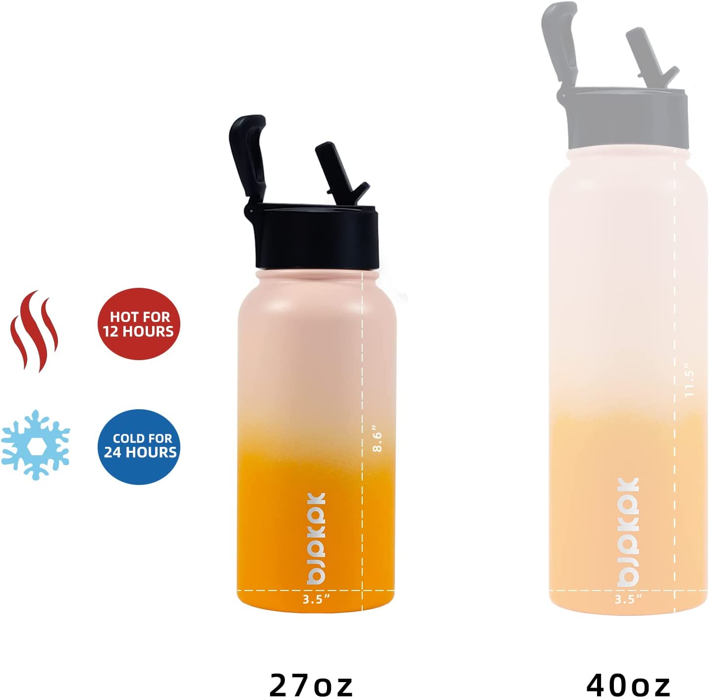 Sports Water Bottle with Straw Lid, 27 oz (Coral)