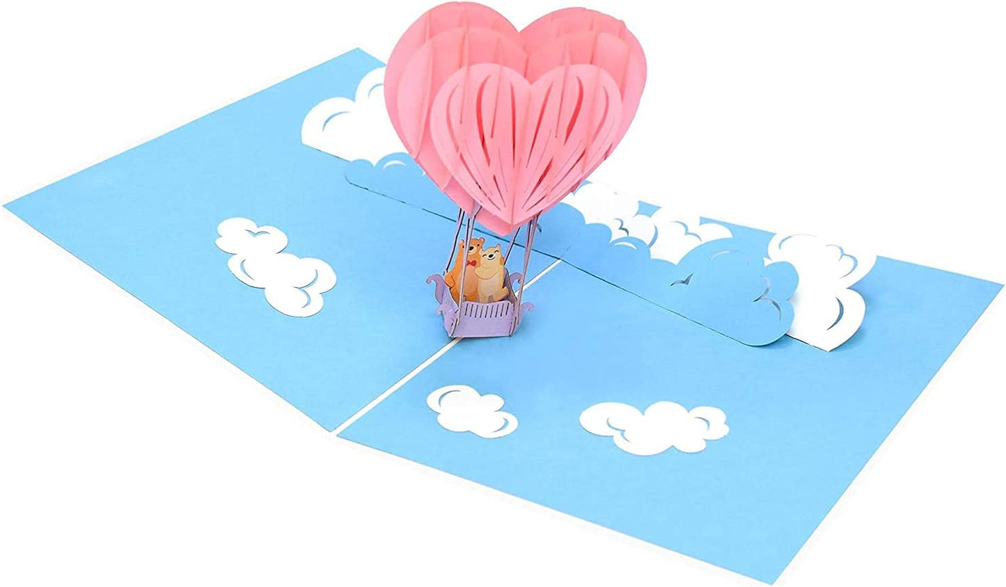 3D Pop Up Valentine’s Day Card,7.5" x 6", Heart Balloon style