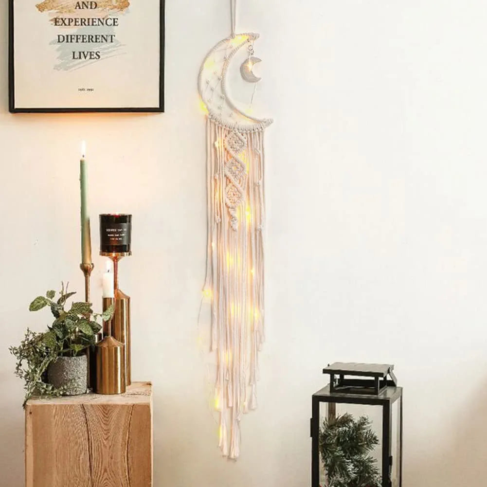 Macrame Woven Wall Dream Catcher, (Moon)