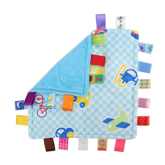 Security Blankets with Color Labels for Babies ( Blue Car)