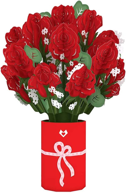 3D Anniversary Card,Red Rose Bouquet style,13.7x10.7x 0.1 inches