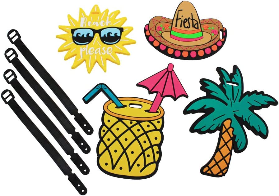 4 unique luggage tags, summer beach style