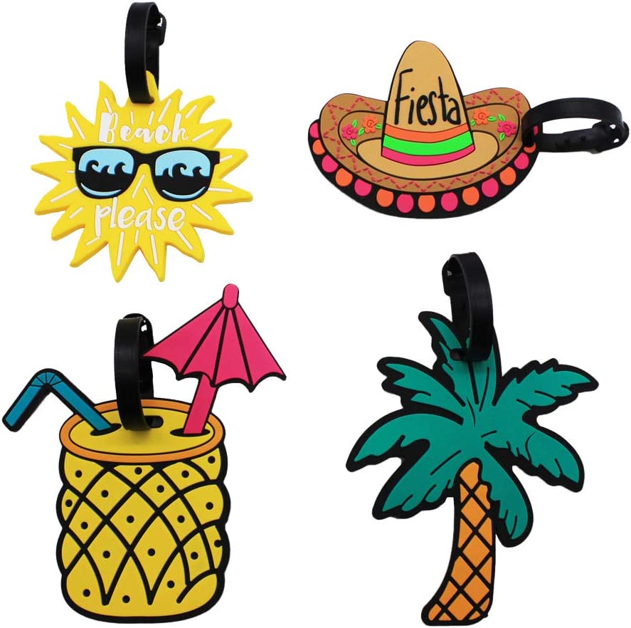 4 unique luggage tags, summer beach style