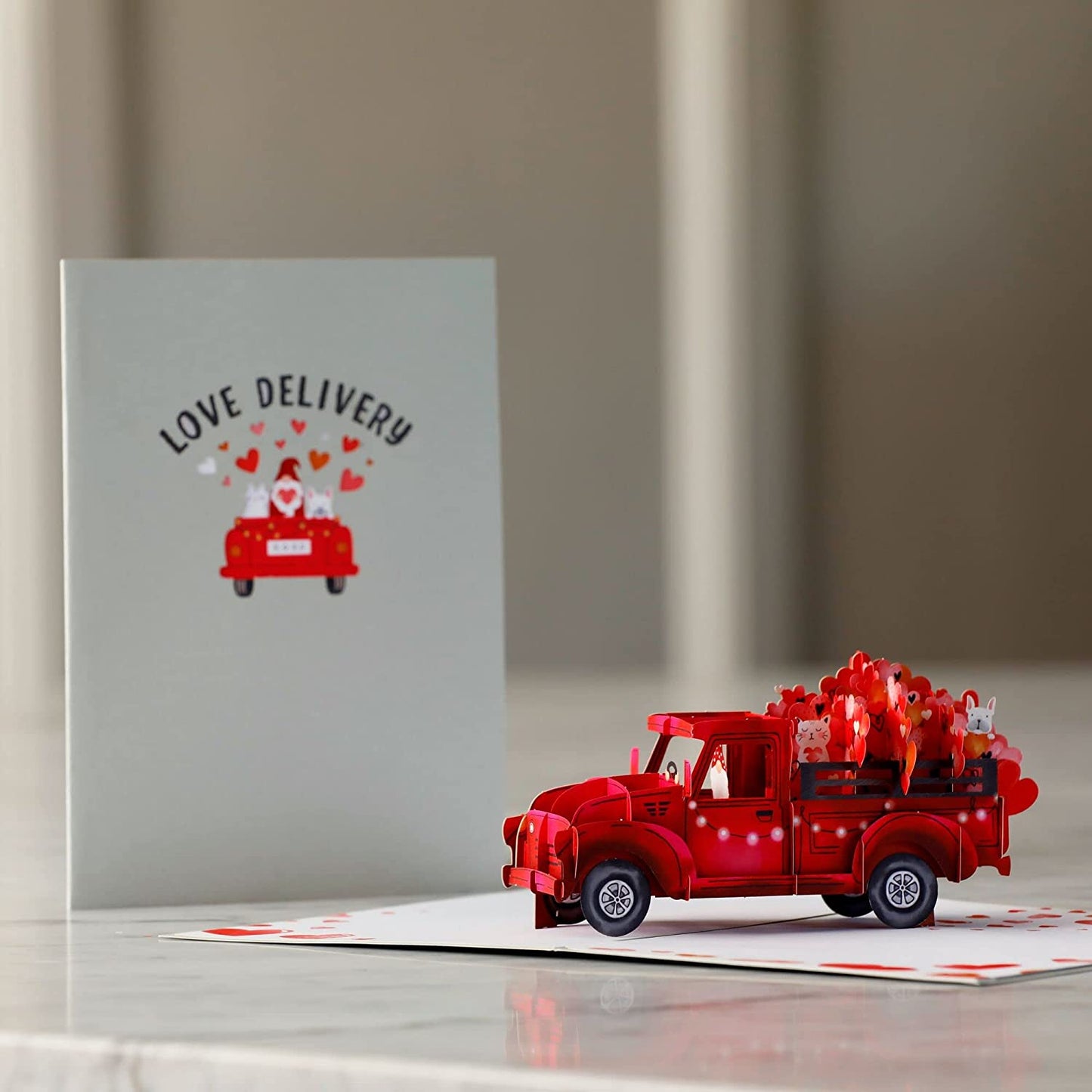 3D Pop Up Valentine's Cards,7x5x0.1 inches,Truck of Flowers