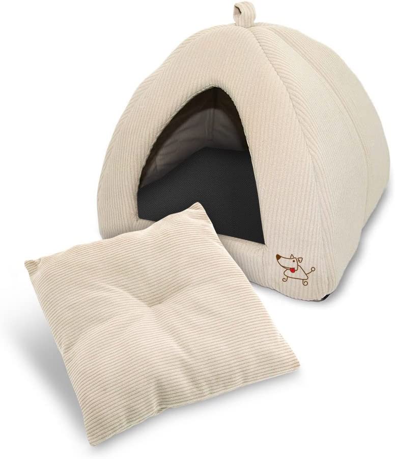 Soft Pet Tent (19" x 19" x H:19")Beige Corduroy