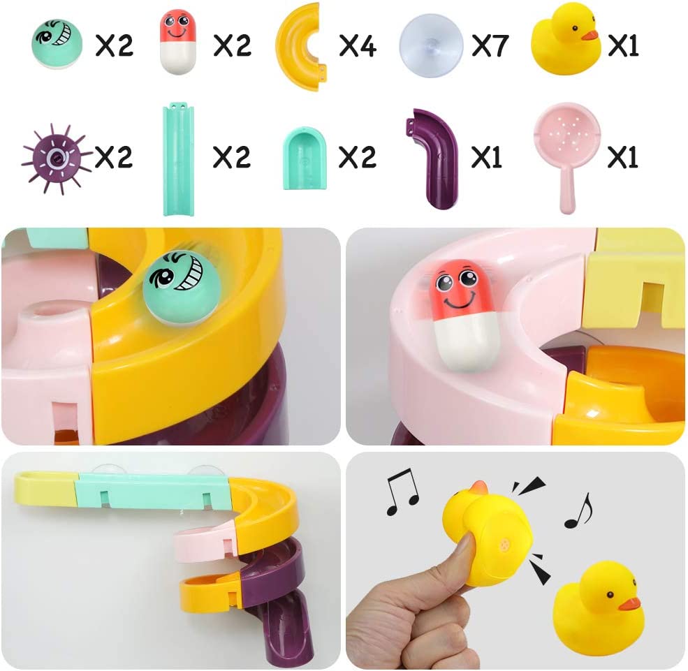 DIY Kids Bath Toys Wall Suction Water Slide Bathtub 24 Pcs