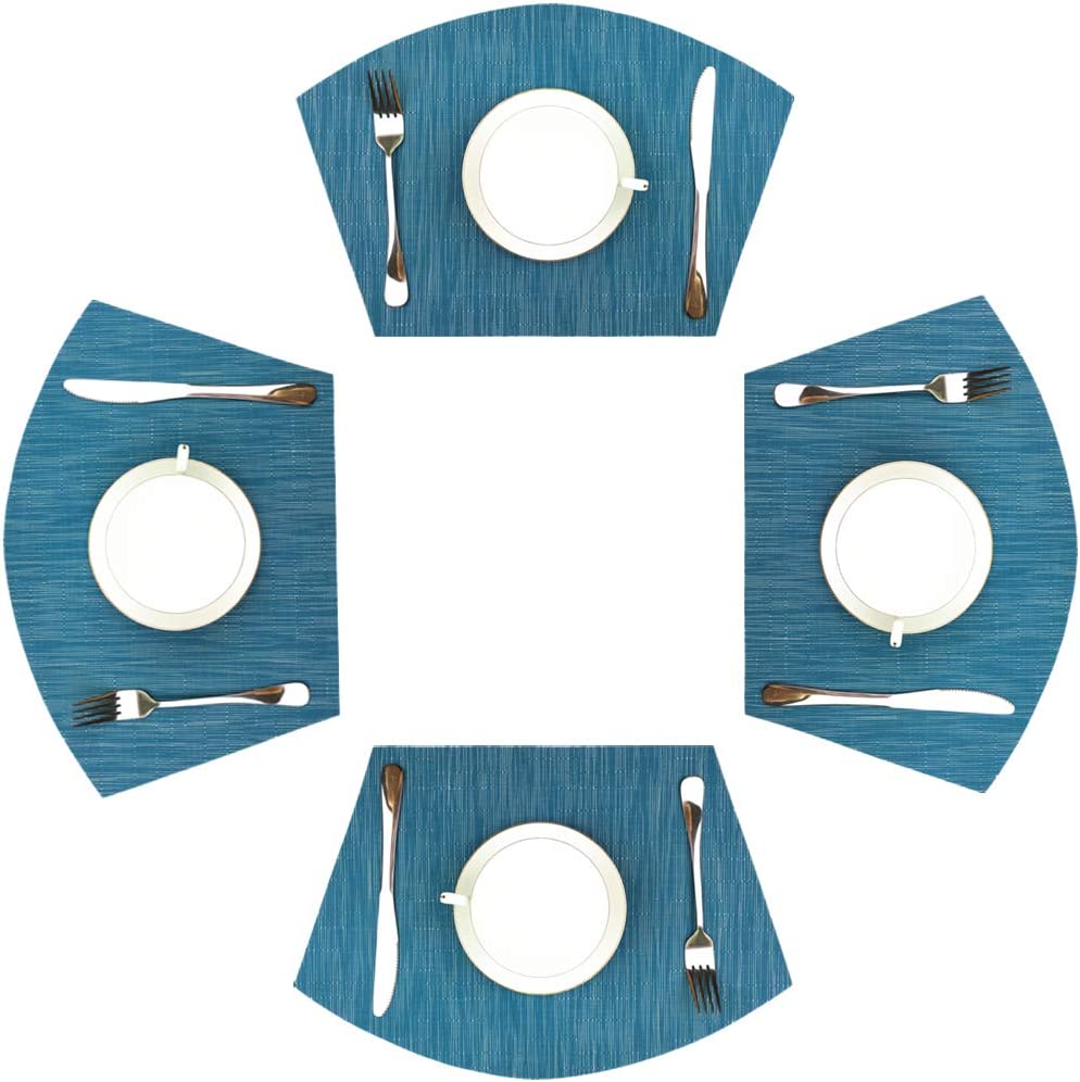 Woven Vinyl Placemats Set of 4, Color: Blue