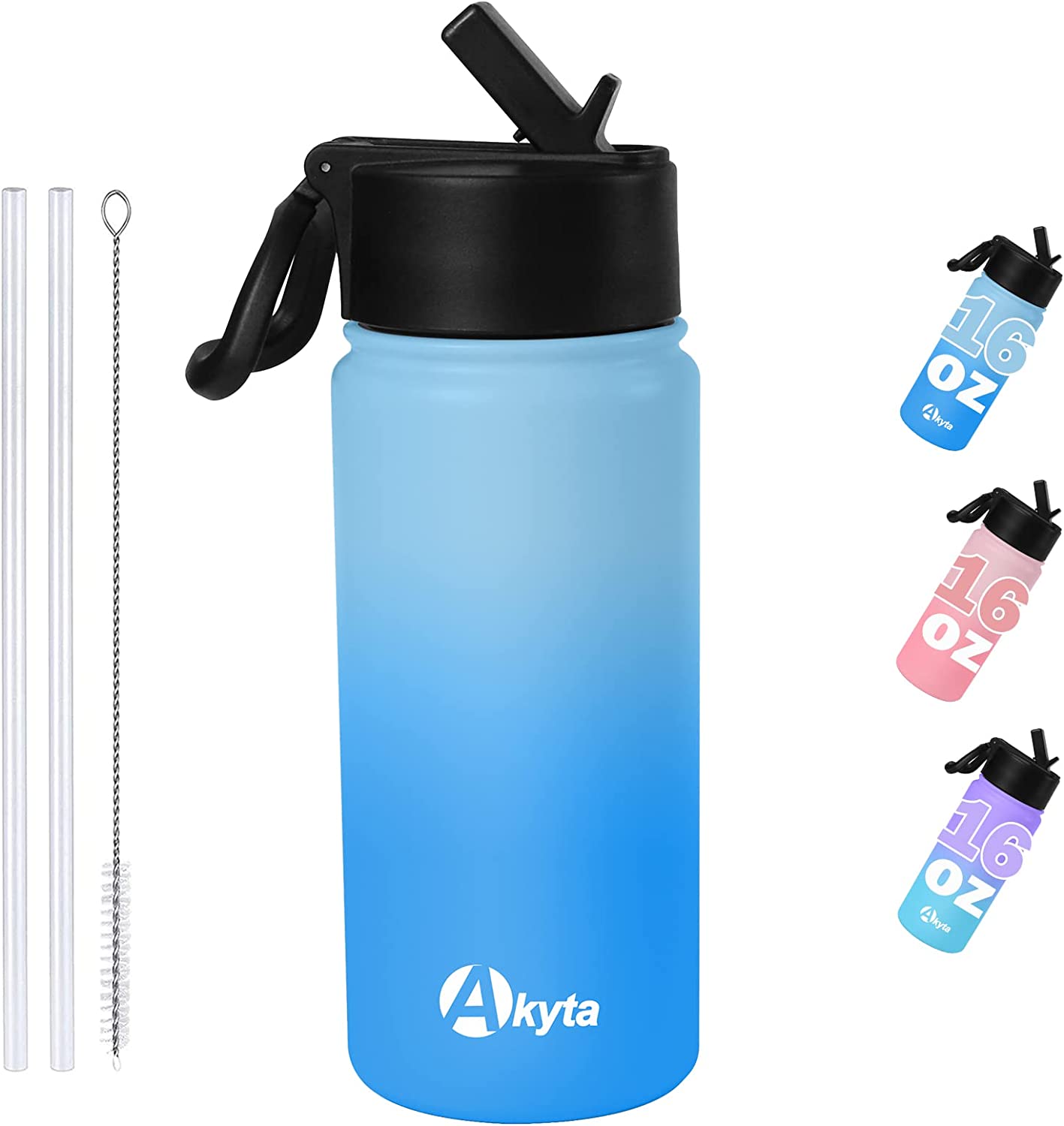 Vacuum Insulated Water Bottle (Blue, 16oz)