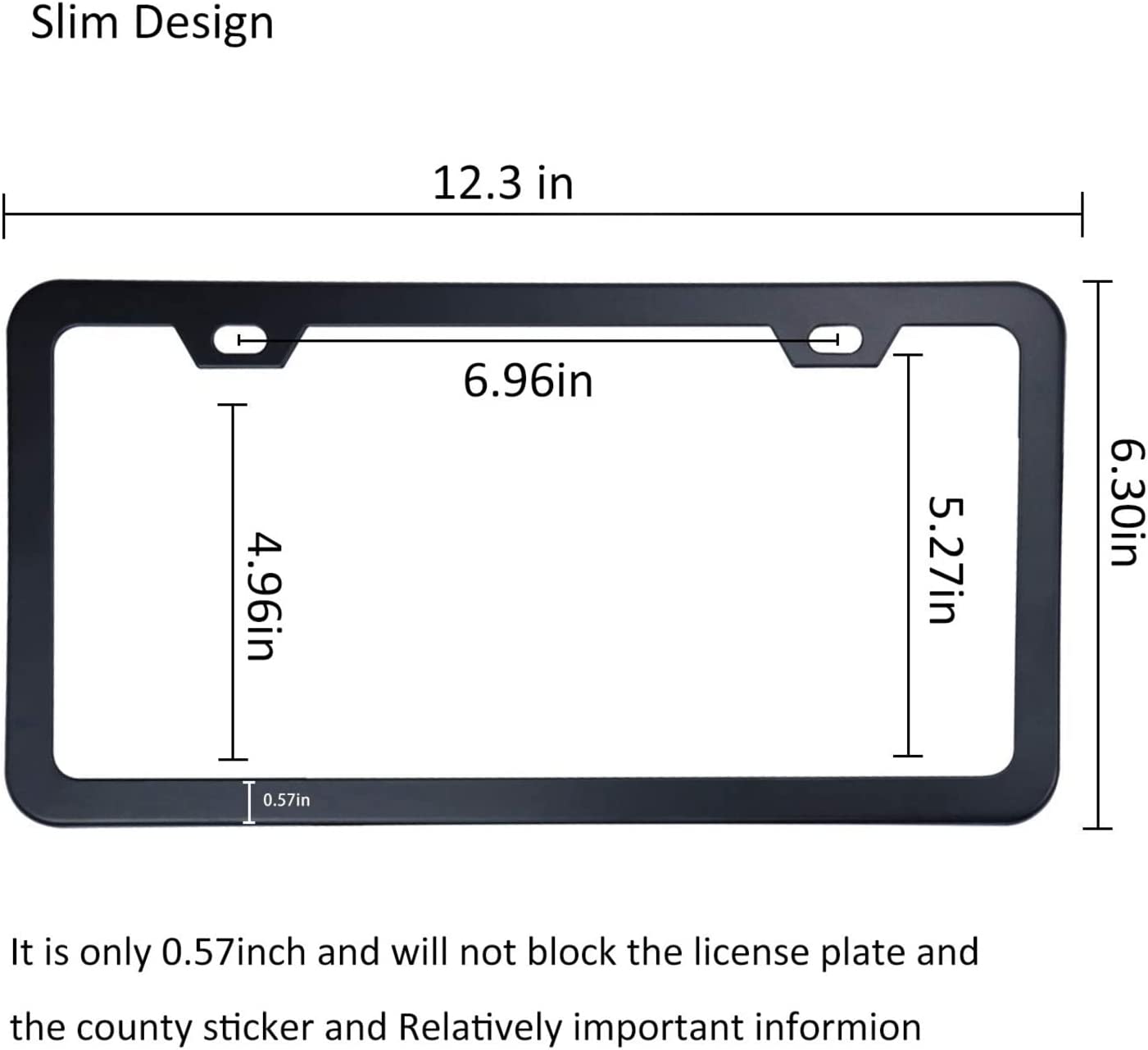 Black License Plate Frame Holders - 2 Pack