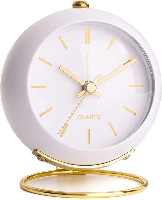 Retro Alarm Clock, Colour:White, 5.31 x 3.74 x 2.76 inches