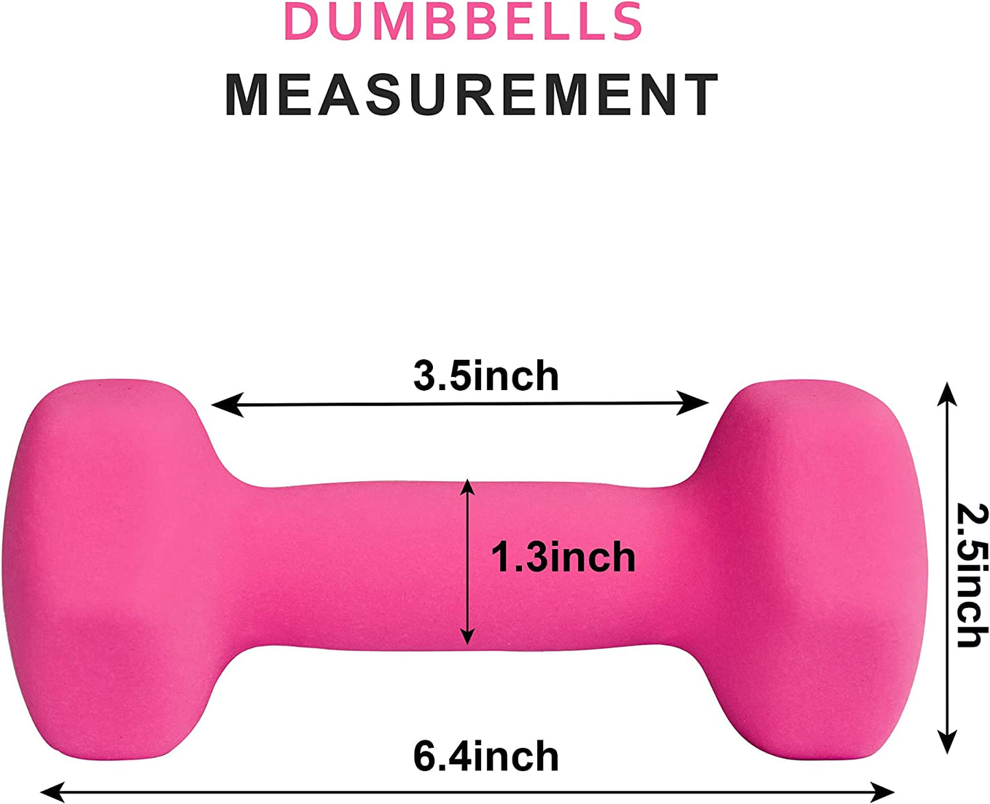 Set of 2 Dumbbell Hand Weights, 3lbs, Pink