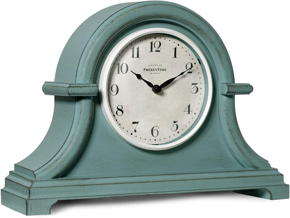 Vintage Napoleon Series Mantel Clock, 13"x 10", (Antique Teal)