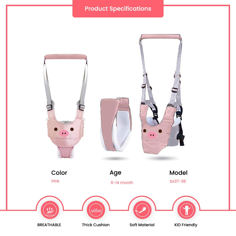 Baby Walking Harness - Handheld Kids Walker Helper pink