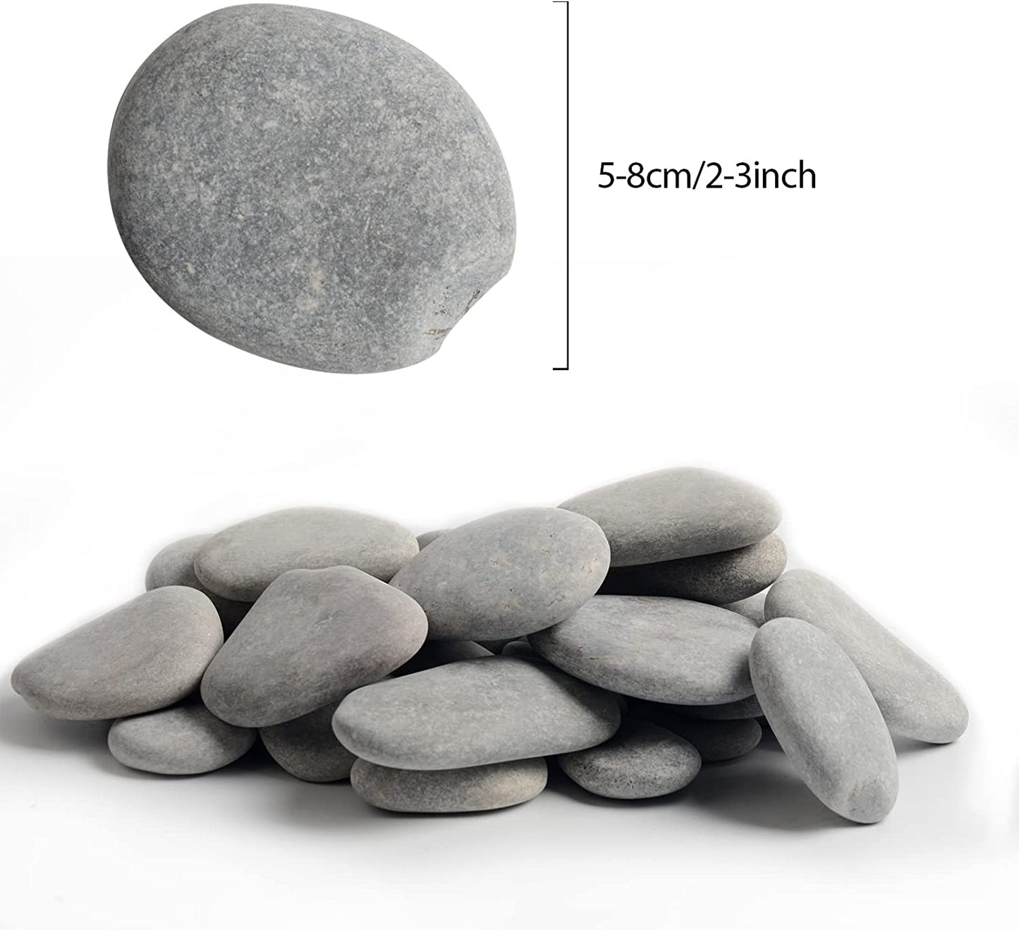 35 2-3 Inch Paintable River Rocks for DIY Projects, Gray