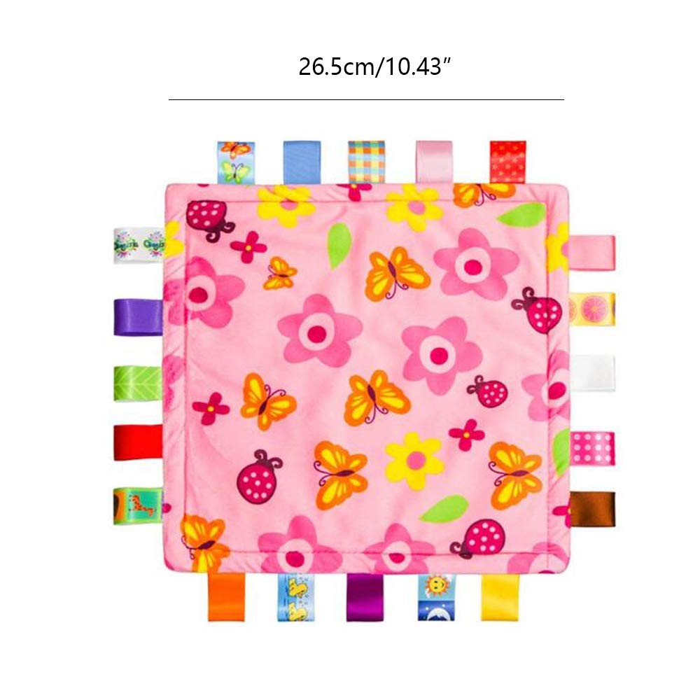 Security Blankets with Color Labels for Babies (Pink Flower)