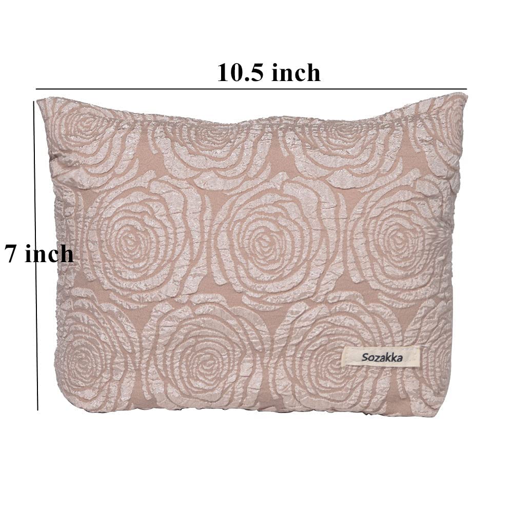 Travel Makeup Cosmetic Bag, Rose Khaki