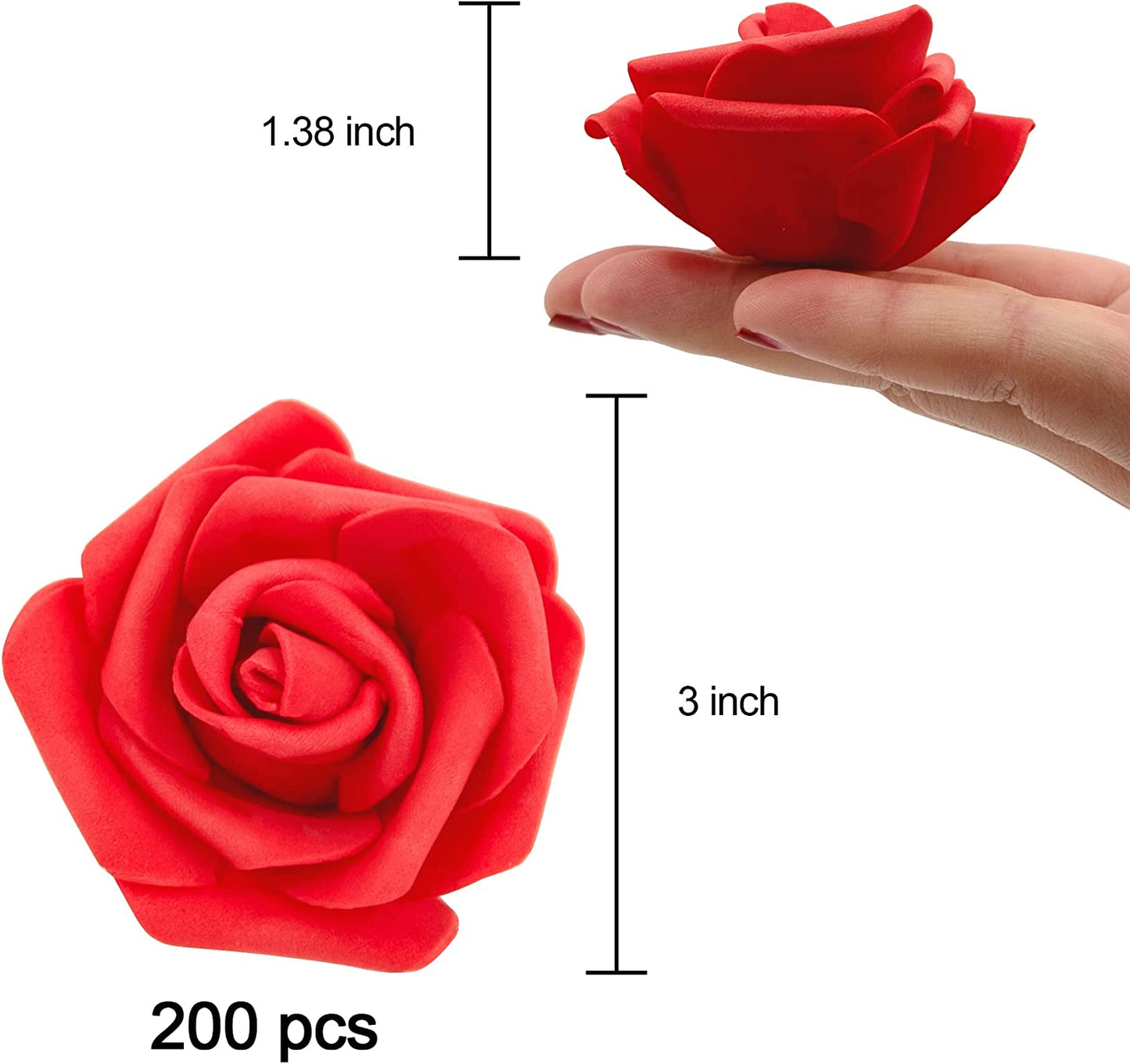 Foam Rose Heads Artificial Flowers, 200 Pcs