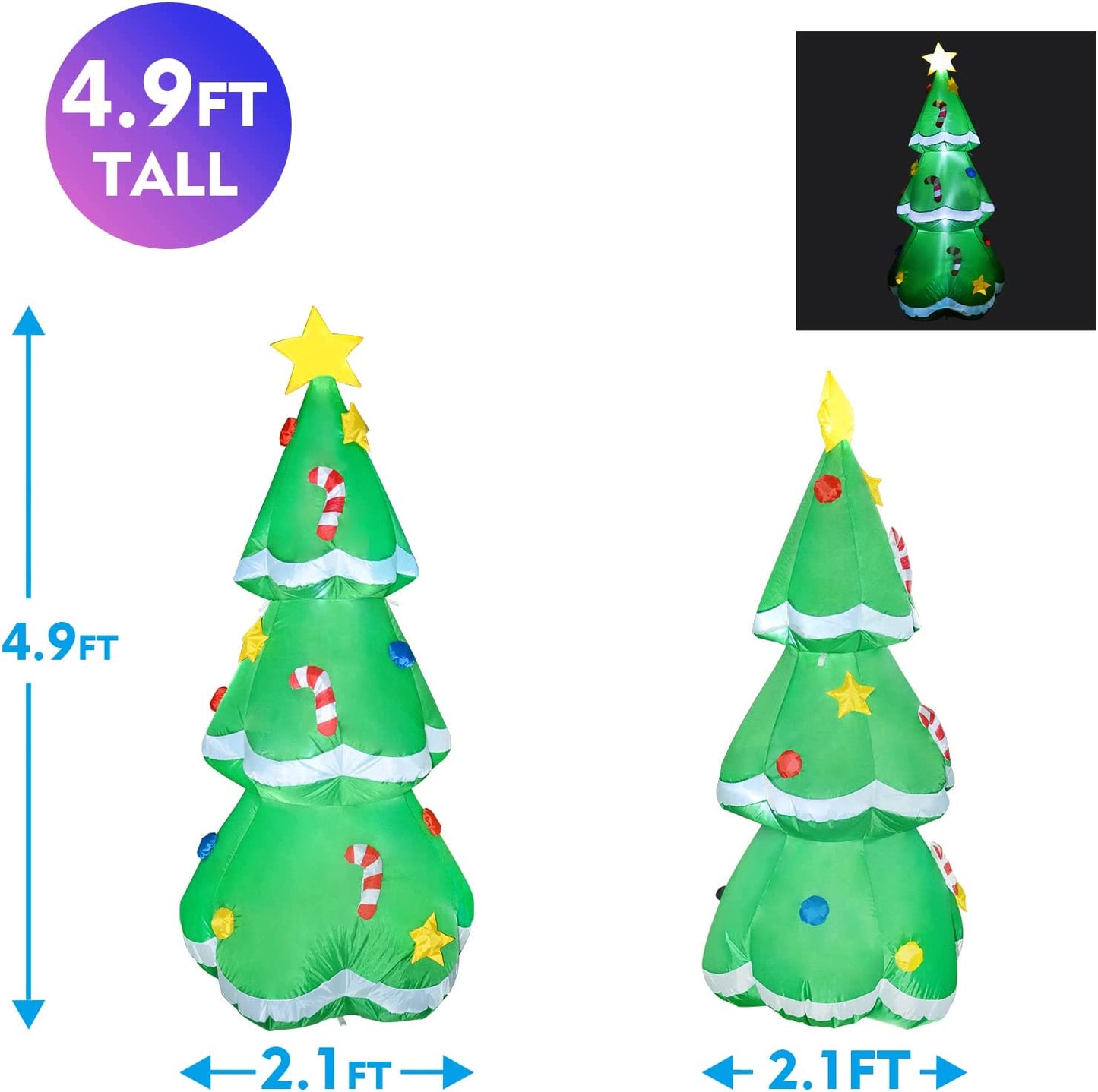 5ft tall inflatable tree with built-in Led lights