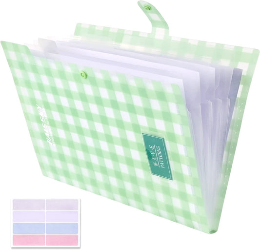 Expandable File Folders with 6 Pockets (Green)