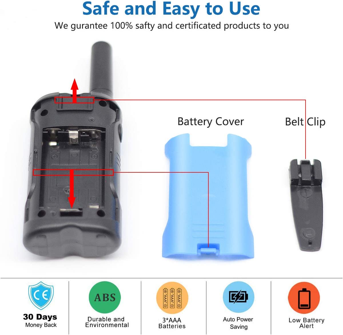 Walkie Talkies, 5.12 x 1.97 x 1.18 inches, 3 Pack