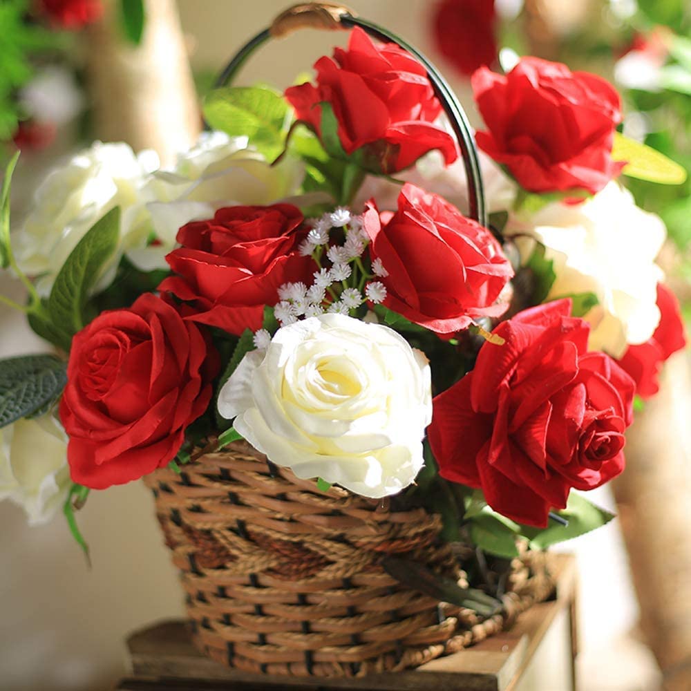 Artificial Red Roses Flowers 12 pcs (red)