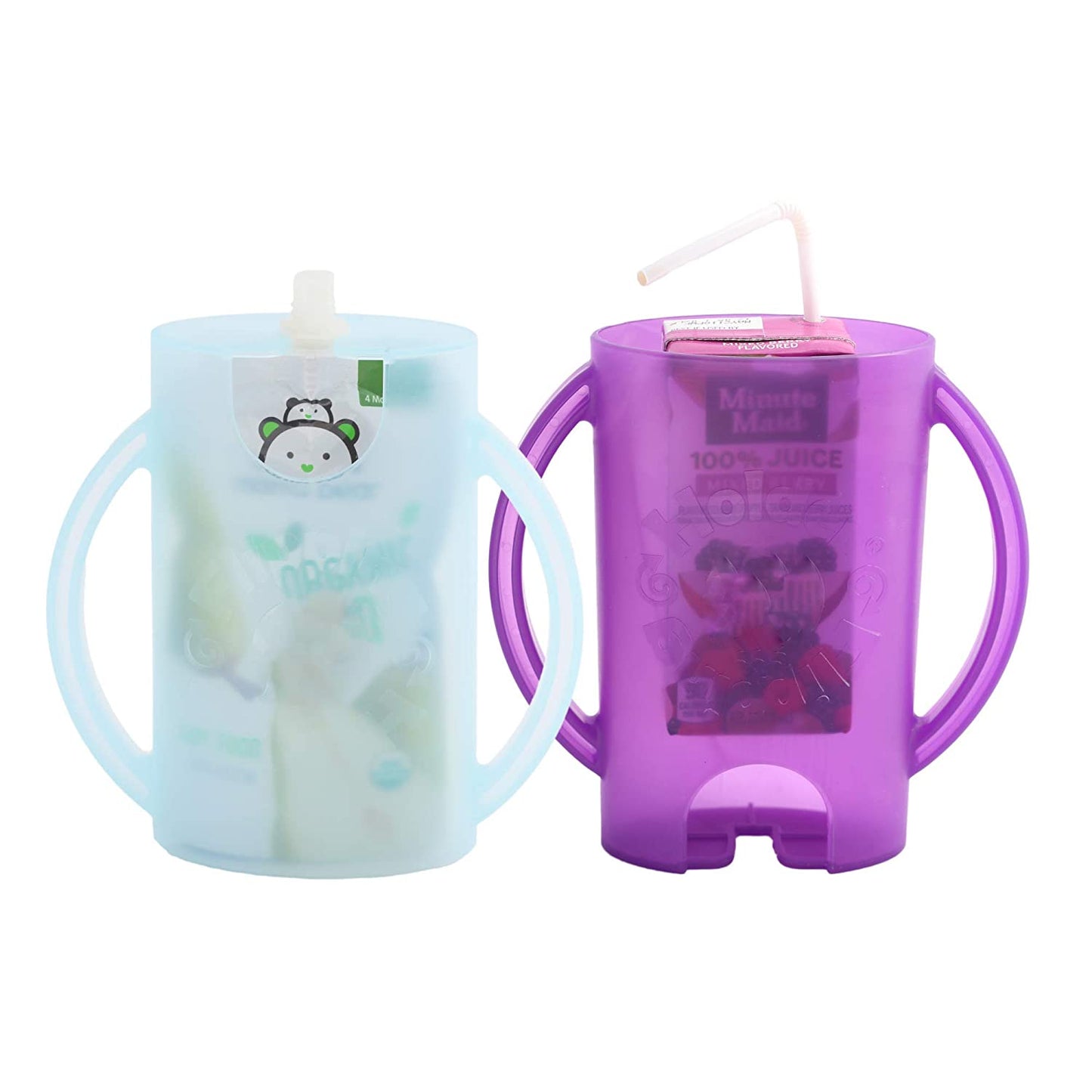 2-in-1 Food Bag & Juice Box Holder, 2-Pack, (Purple)