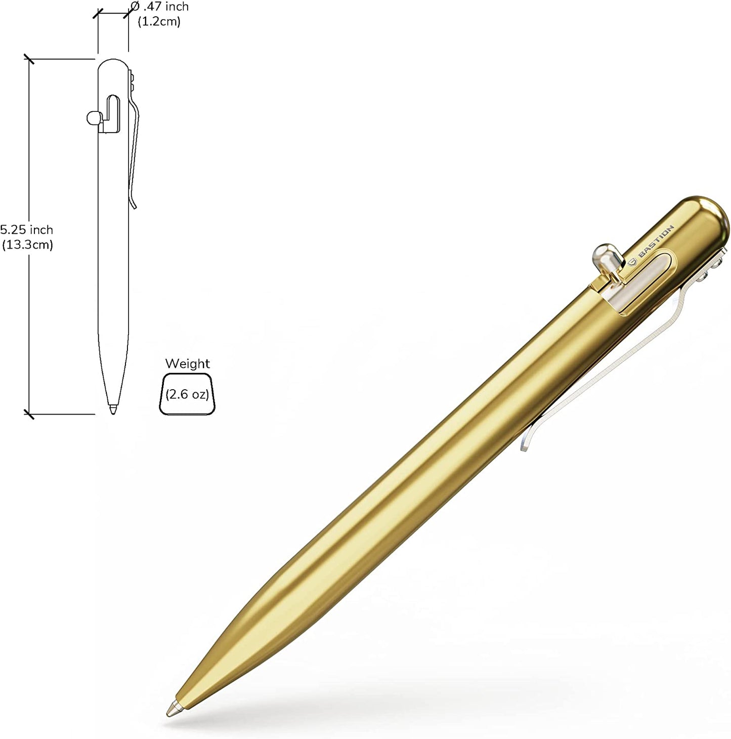 Titanium bolt action metal ballpoint pen (Color: Brass)