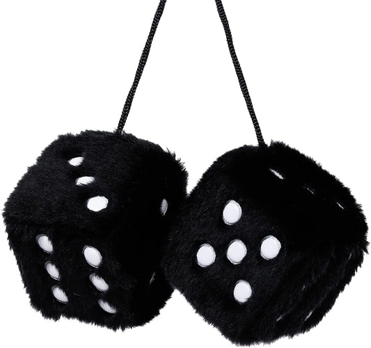 Dice ornament x 2, plush, hanging, (black)