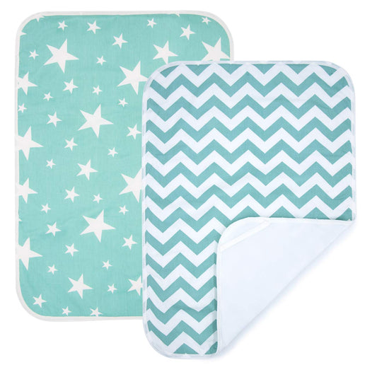 2 Pack waterproof baby diaper changing pads (Green Series)