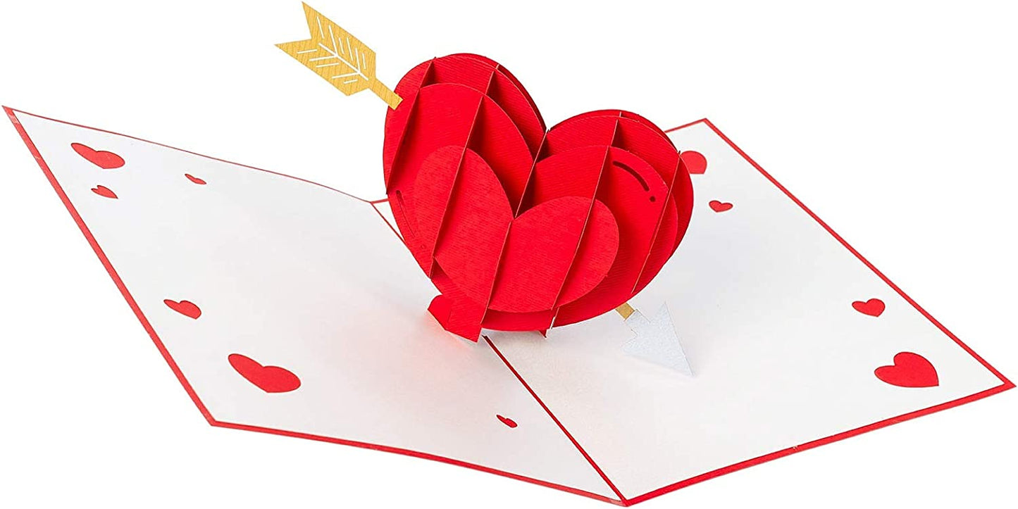 3D Pop Up Valentine’s Day Card, 7.5" x 6" , Heart  style