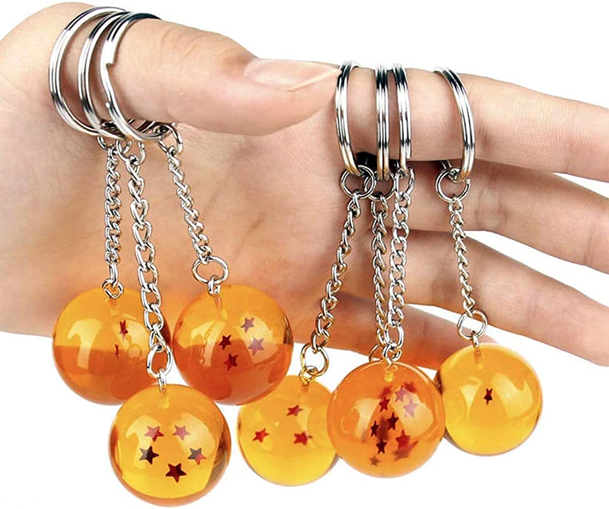 Pack of 7 dragon ball acrylic keychains - Yellow color