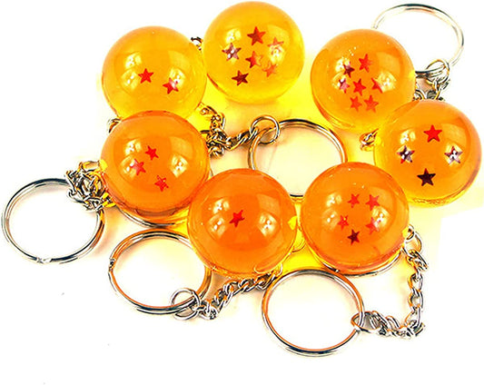 Pack of 7 dragon ball acrylic keychains - Yellow color