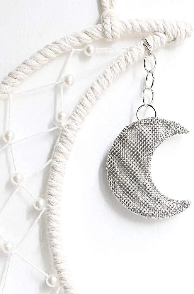 Macrame Woven Wall Dream Catcher, (Moon)